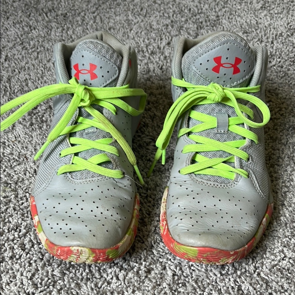 Under Armour Kids' Gray and Green Athletic Shoes